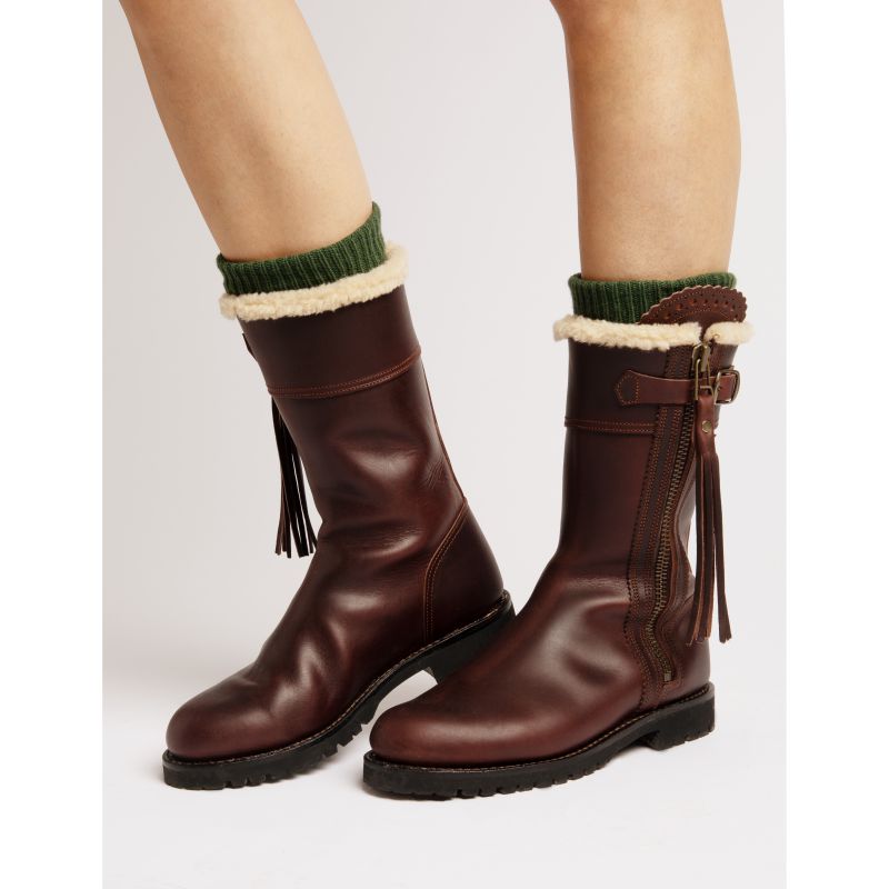 Penelope Chilvers Midcalf Tassel Ladies Shearling Lined Boot - Conker