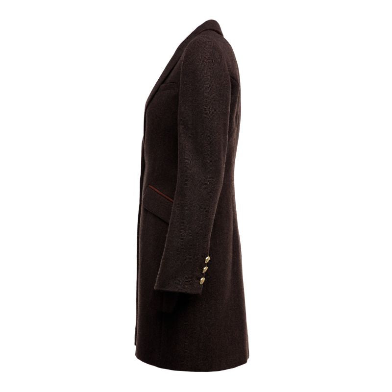 Holland Cooper Highgrove Ladies Tweed Coat - Chocolate Herringbone