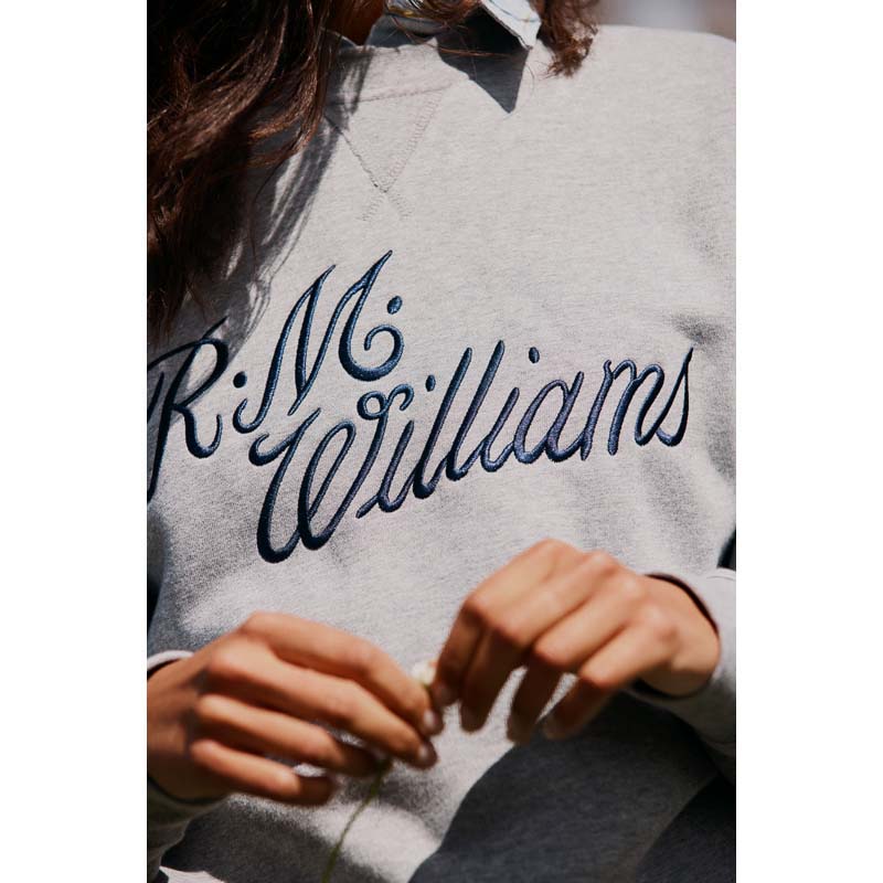 R.M.Williams Script Ladies Crew Neck Sweater - Grey/Blue
