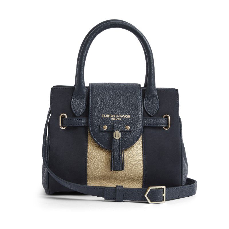 Fairfax & Favor Mini Windsor Handbag (10 Year Anniversary Collection) - Navy & Gold