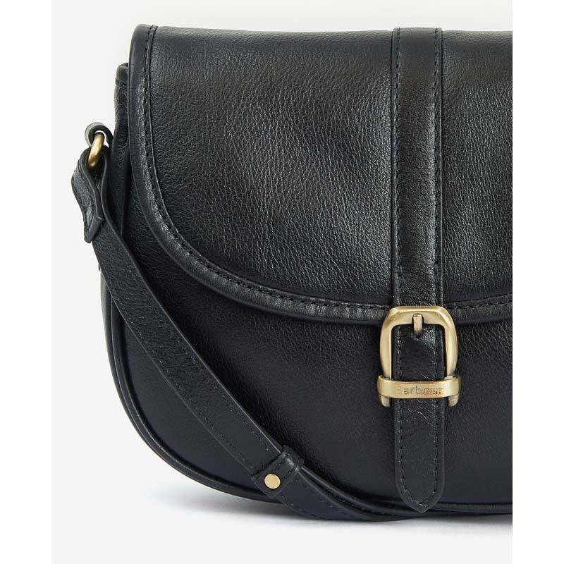 Barbour Laire Medium Leather Ladies Saddle Bag - Black