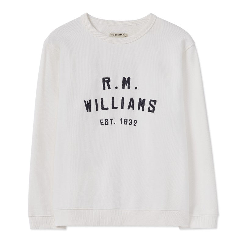 R.M.Williams Stencil Ladies Crew Neck Sweatshirt - White