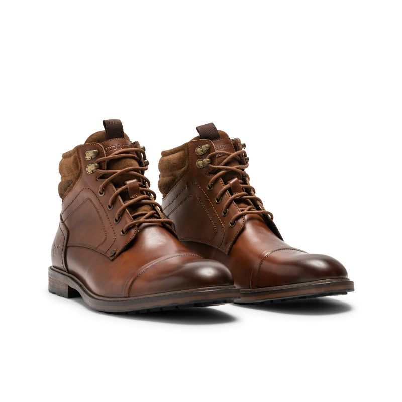 Rodd & Gunn Dunedin Leather Mens Military Boot - Tan Burnish