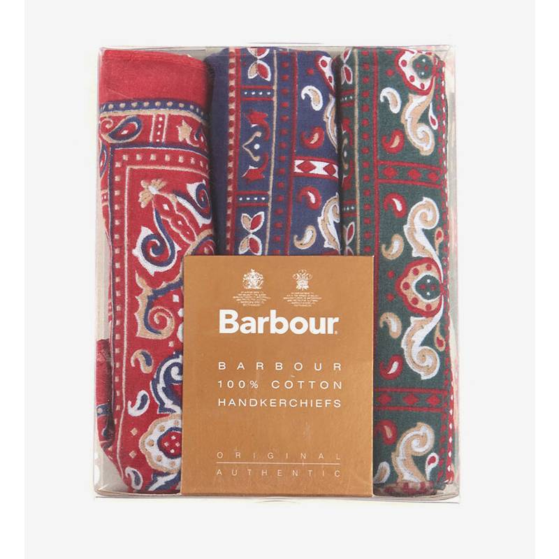 Barbour Handkerchiefs (Set Of 3 Paisley) - Red/Green/Navy