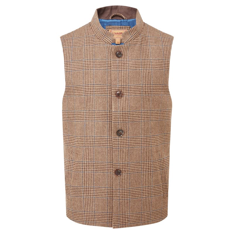 Schoffel Berwick Nehru Mens Tweed Waistcoat - Hawick Tweed
