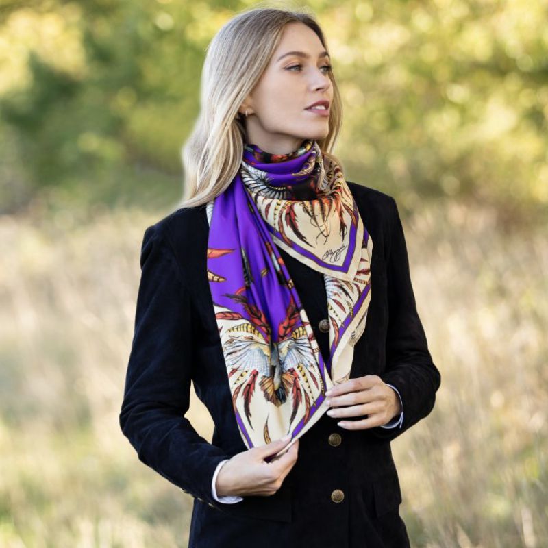Clare Haggas Game On Large Silk Scarf - Violet