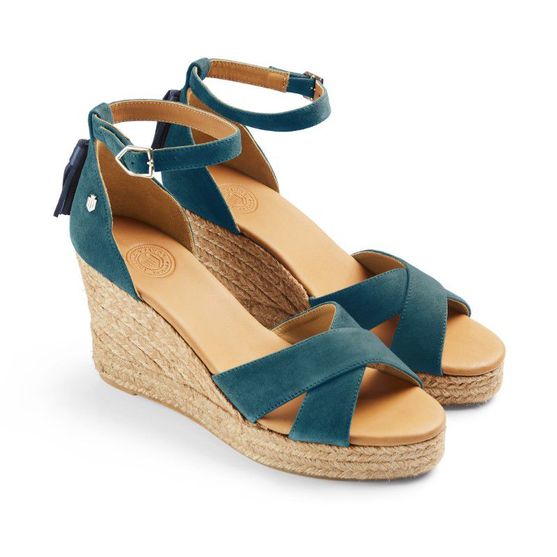 Fairfax & Favor Valencia Ladies Wedge Sandal - Ocean Blue