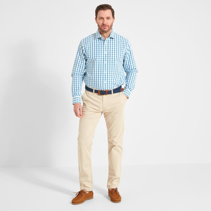 Schoffel Hebden Tailored Fit Mens Shirt - Light Navy/Mint Check