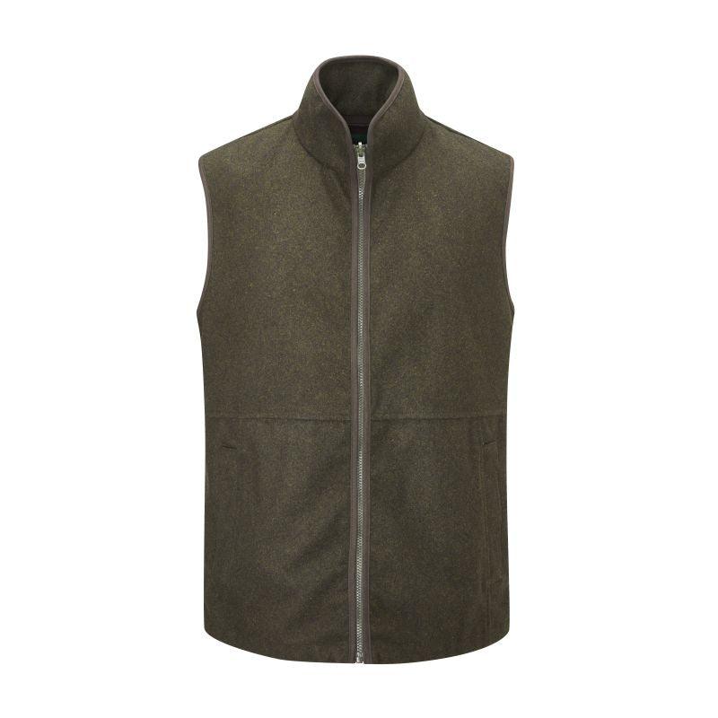 Alan Paine Berwick Mens Wool Gilet - Dark Olive - William Powell