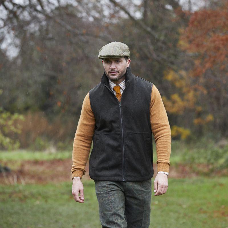 Alan Paine Berwick Mens Wool Gilet - Dark Olive - William Powell