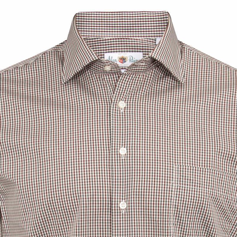 Alan Paine Dunsdale Mens Cotton Shirt - Burgundy Check - William Powell
