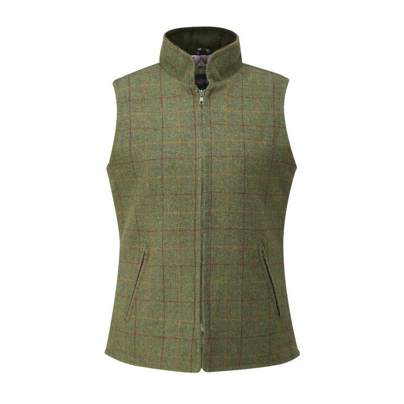 Alan Paine Rutland Ladies Tweed Gilet - Pine - William Powell