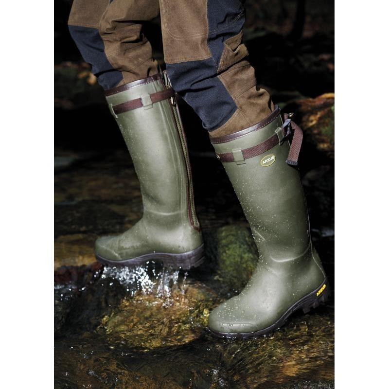 Arxus Primo Nord Neoprene Zip Wellington Boots - Dark Olive - William Powell