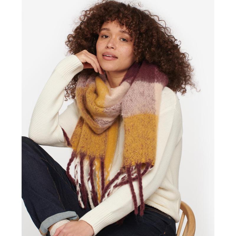 Barbour Bilton Ladies Boucle Scarf - Elderberry/Honey - William Powell