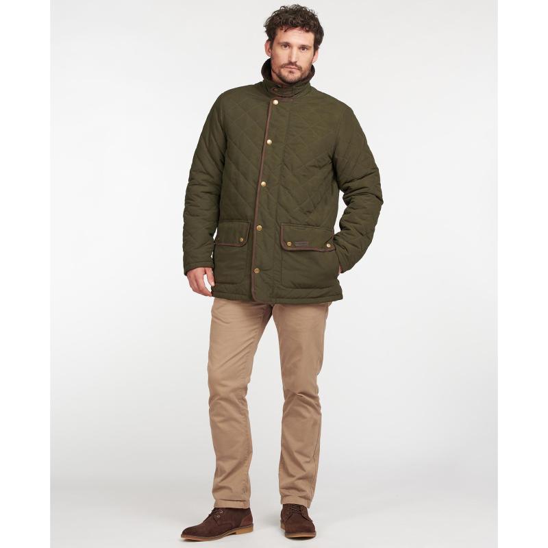 Barbour Burton Mens Quilted Waterproof Jacket - Dark Olive - William Powell