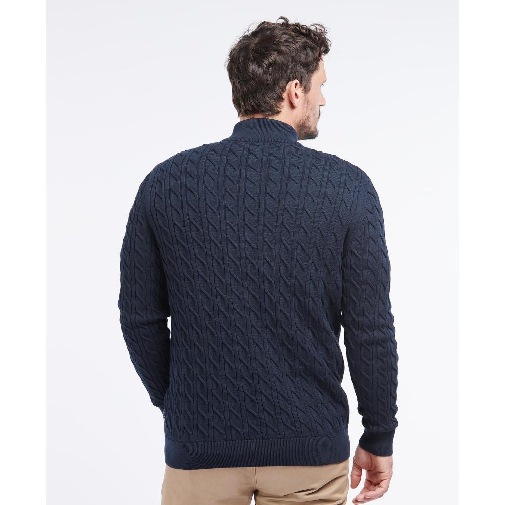 Barbour Cable Knit Half Zip Mens Jumper - Navy - William Powell