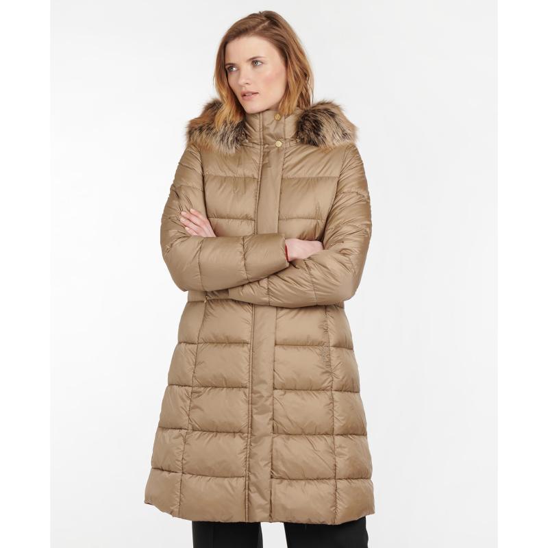 Barbour Crinan Ladies Quilted Coat - Light Trench/Hawthorn Tartan - William Powell