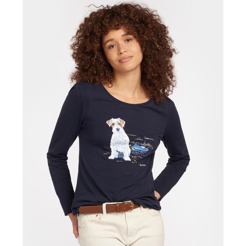 Barbour Fareham Ladies Long Sleeve Tee - Navy - William Powell