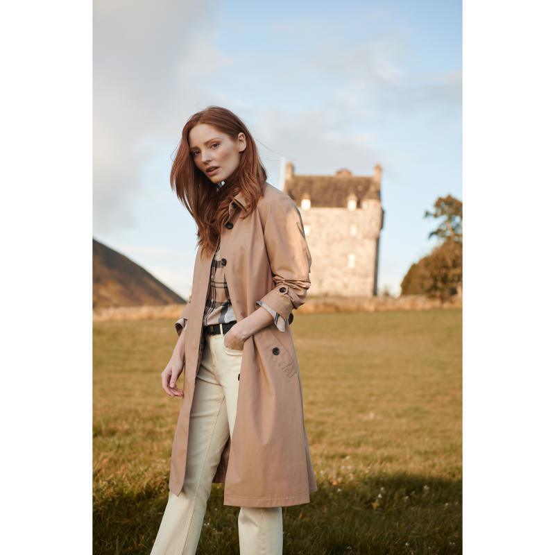 Barbour Findhorn Ladies Waterproof Trench Jacket - Oatmeal - William Powell