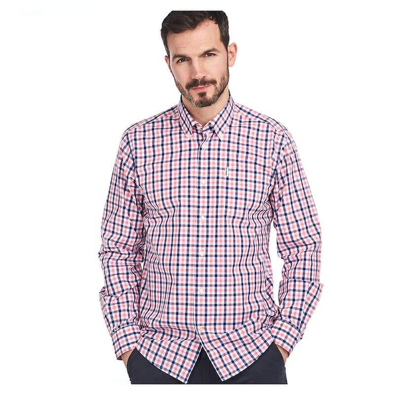 Barbour Gingham 15 Regular Fit Mens Shirt - Pink - William Powell