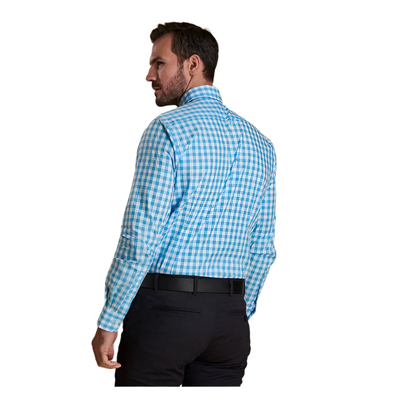 Barbour Gingham 3 Tailored Fit Mens Shirt - Pale Blue - William Powell
