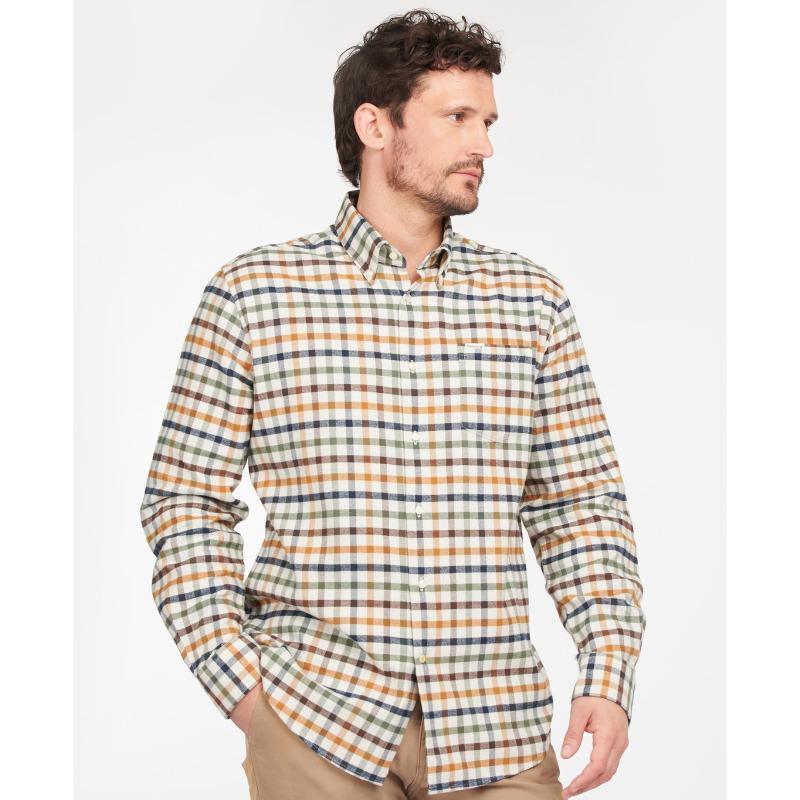 Barbour Hadlo Regular Fit Mens Shirt - Ecru Marl - William Powell