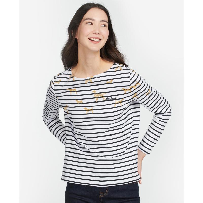 Barbour Hawkins Ladies Print Top - Off White Country Print - William Powell