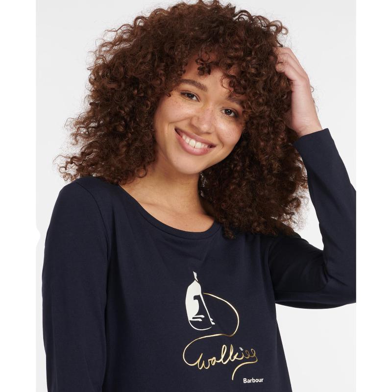 Barbour Homeswood Ladies Long Sleeve Tee - Navy - William Powell