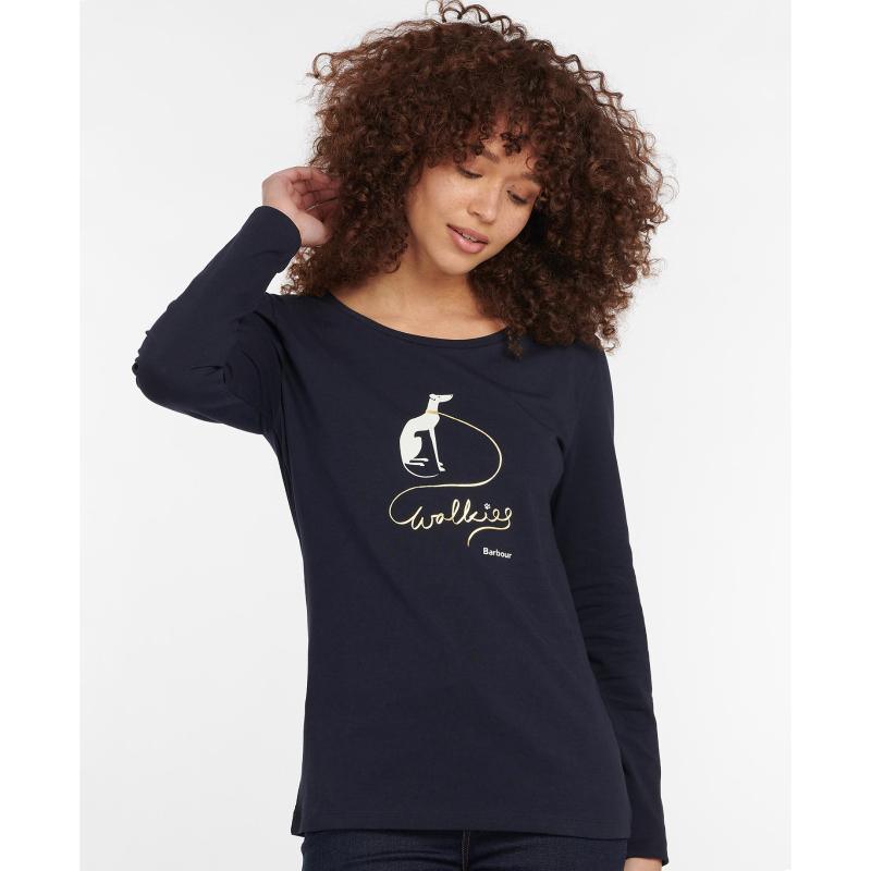 Barbour Homeswood Ladies Long Sleeve Tee - Navy - William Powell