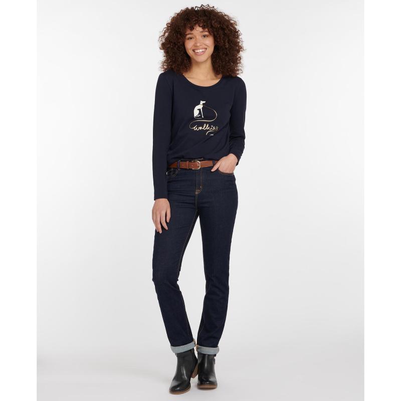 Barbour Homeswood Ladies Long Sleeve Tee - Navy - William Powell