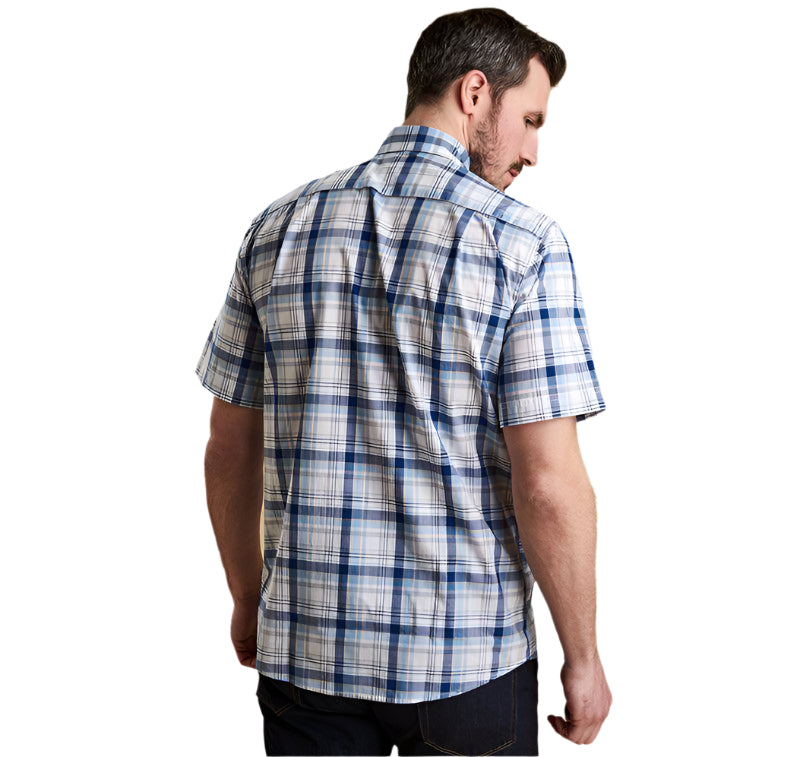 Barbour Madras Regular Fit Short Sleeved Mens Shirt - Blue - William Powell