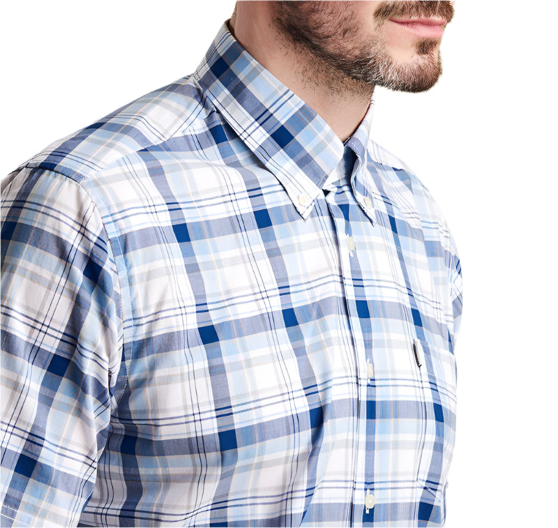 Barbour Madras Regular Fit Short Sleeved Mens Shirt - Blue - William Powell