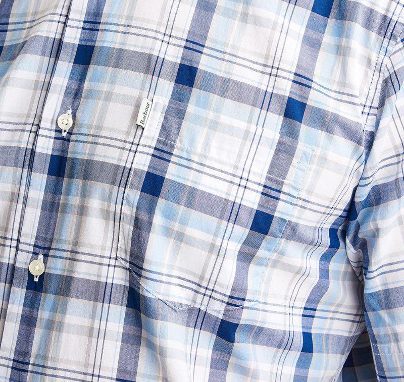 Barbour Madras Regular Fit Short Sleeved Mens Shirt - Blue - William Powell