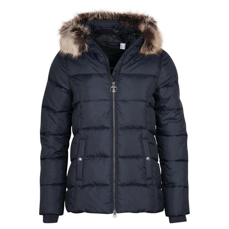 Barbour Midhurst Ladies Quilted Faux Fur Hood Jacket - Dark Navy - William Powell