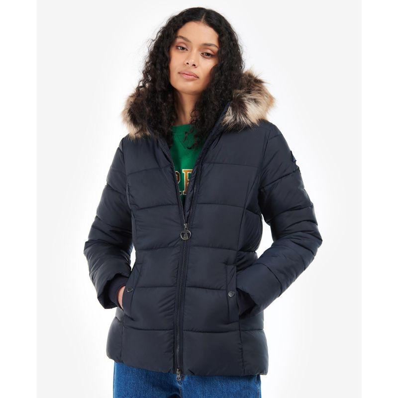 Barbour Midhurst Ladies Quilted Faux Fur Hood Jacket - Dark Navy - William Powell