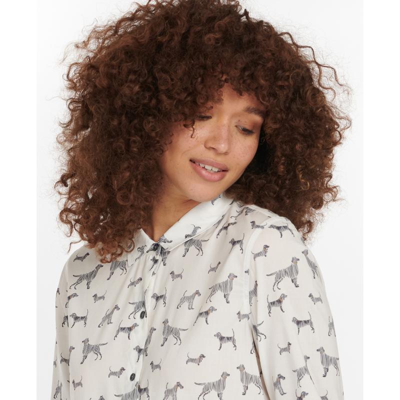 Barbour Safari Ladies Shirt - Off White Country Print - William Powell