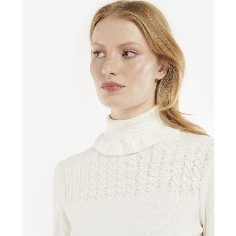 Barbour Scarlet Ladies Roll Neck - Cream - William Powell