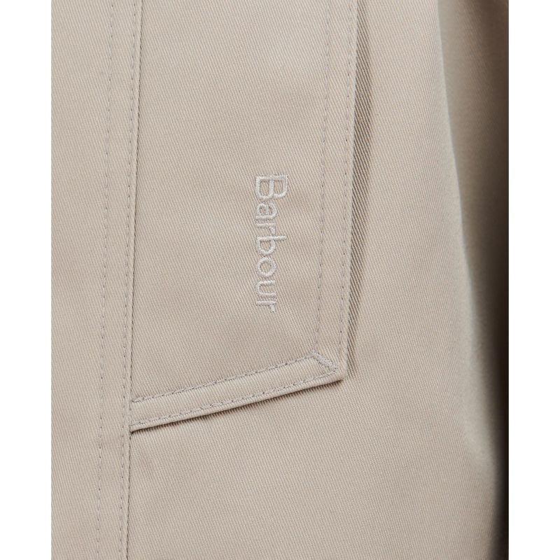 Barbour Short Greta Ladies Showerproof Trench - Earl Grey/Rosewood Tartan - William Powell