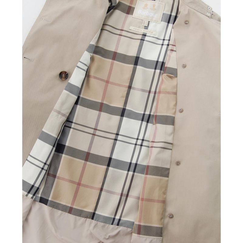Barbour Short Greta Ladies Showerproof Trench - Earl Grey/Rosewood Tartan - William Powell