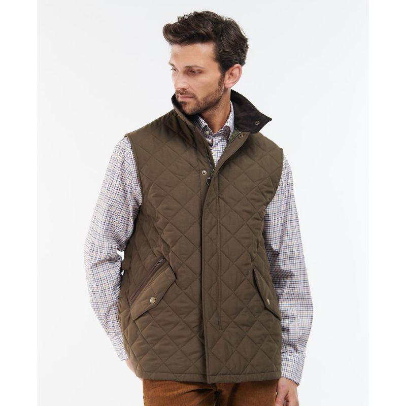 Barbour Shoveler Mens Quilted Gilet - Dark Olive - William Powell