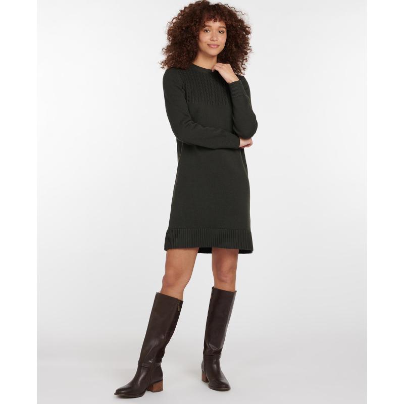 Barbour Stitch Guernsey Ladies Knit Dress - Olive - William Powell