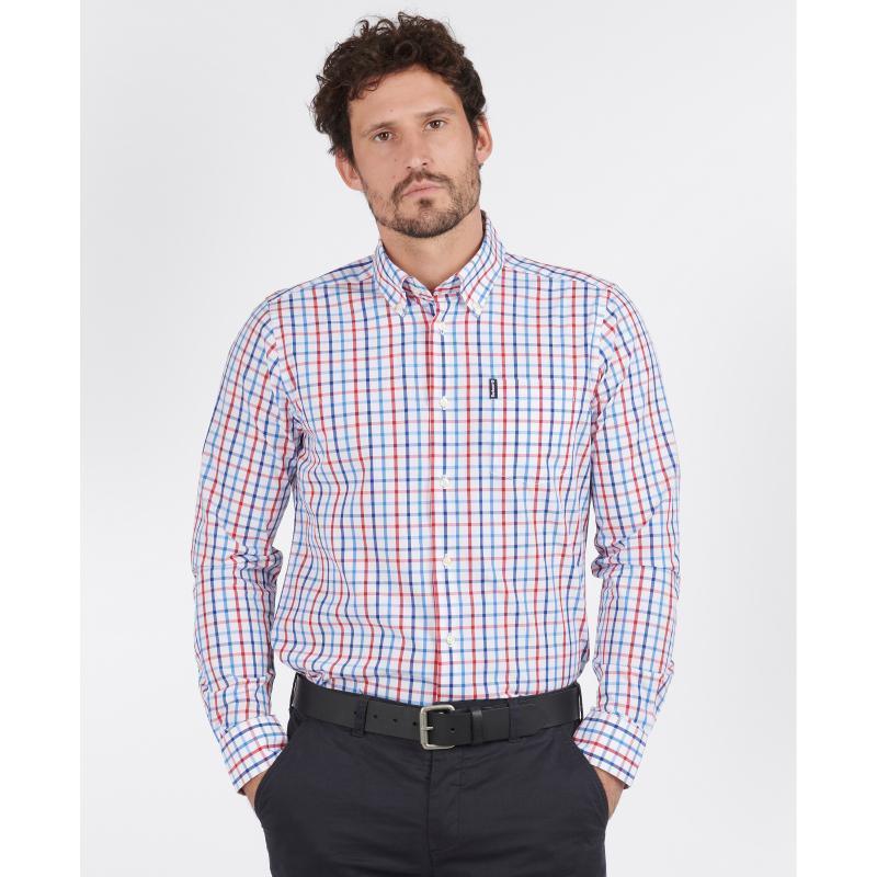 Barbour Tattersall 15 Mens Tailored Fit Shirt - Red - William Powell