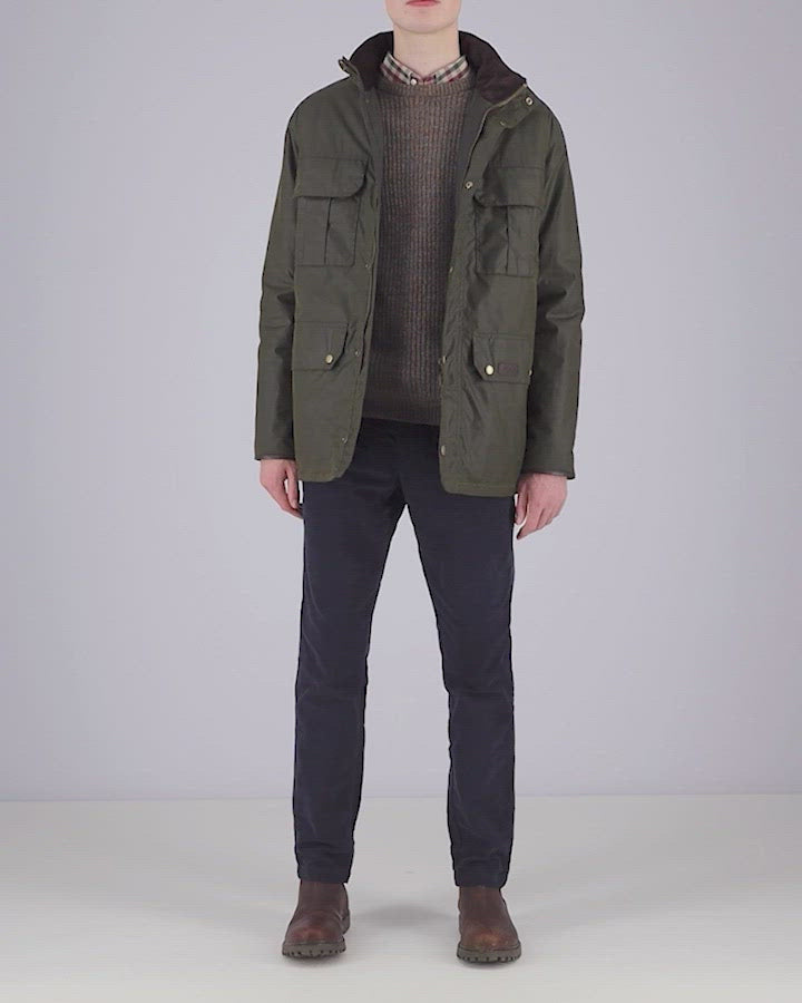 Barbour Malcolm Mens Wax Jacket - Archive Olive - William Powell