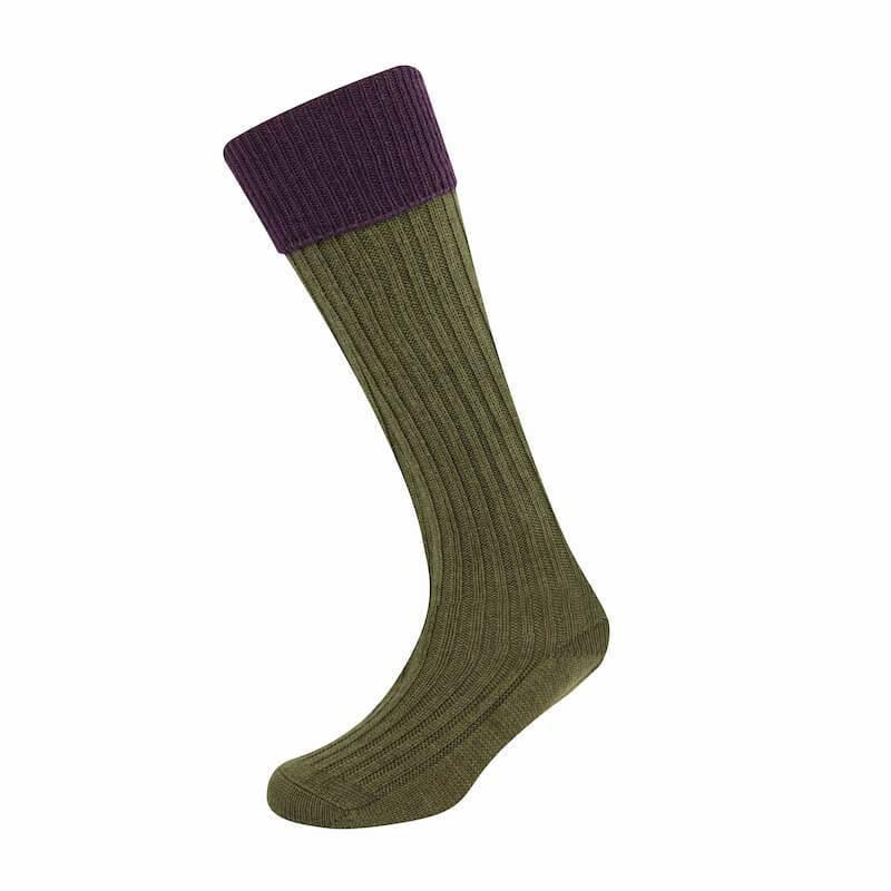 Childrens Lomond Socks - Dark Olive / Thistle - William Powell