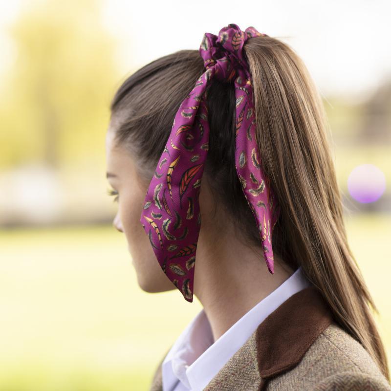 Clare Haggas Birds of a Feather Silk Hair Scrunchie - Mulberry - William Powell