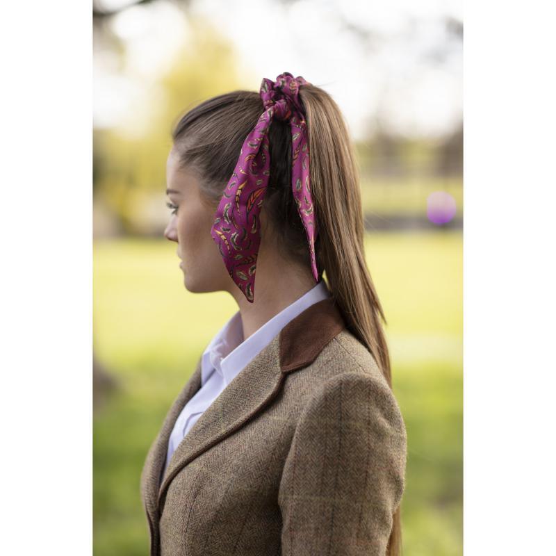 Clare Haggas Birds of a Feather Silk Hair Scrunchie - Mulberry - William Powell