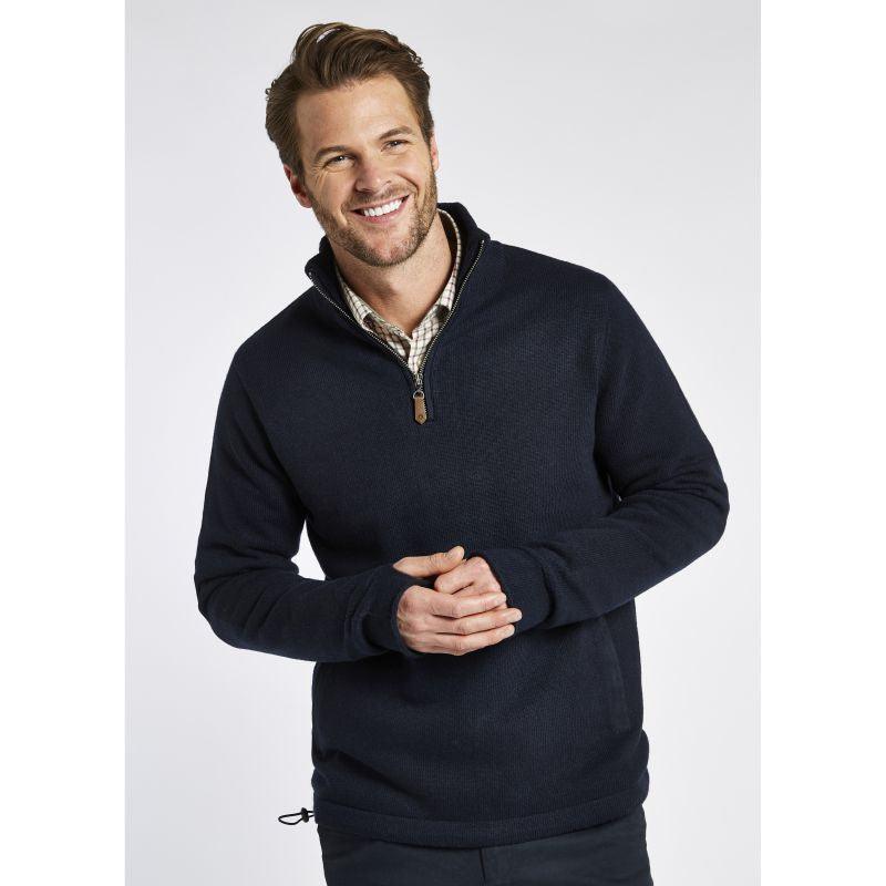 Dubarry Feeney Windproof Mens Zip Neck Jumper - Navy - William Powell