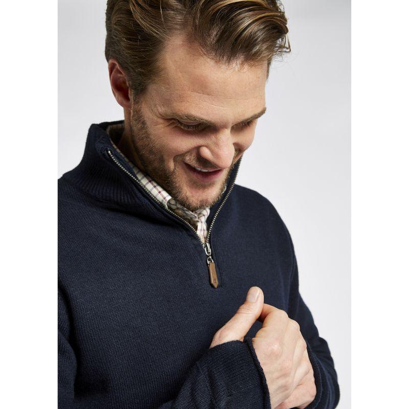 Dubarry Feeney Windproof Mens Zip Neck Jumper - Navy - William Powell