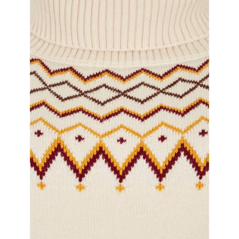 Dubarry Riverstown Ladies Fair Isle Polo Neck Jumper - Chalk - William Powell