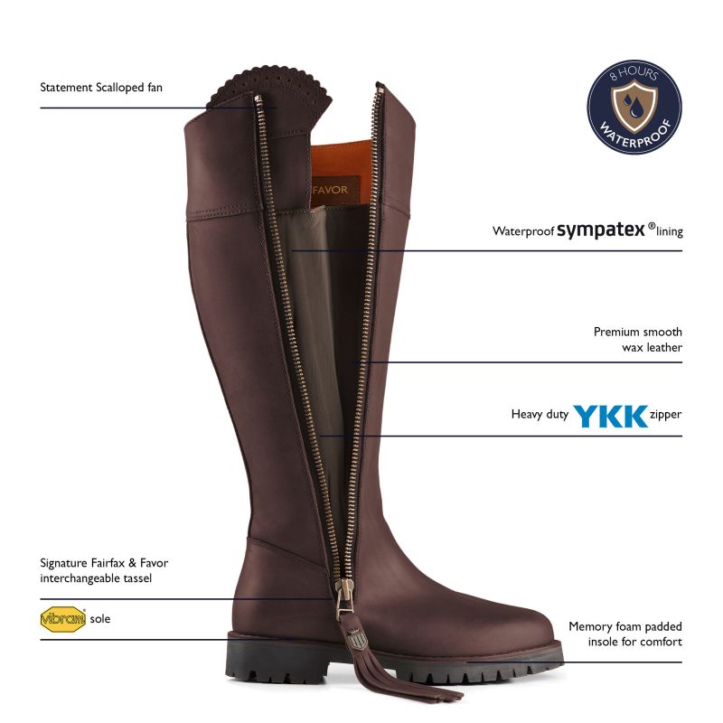 Fairfax & Favor Explorer Waterproof Regular Fit Boots - Mahogany - William Powell